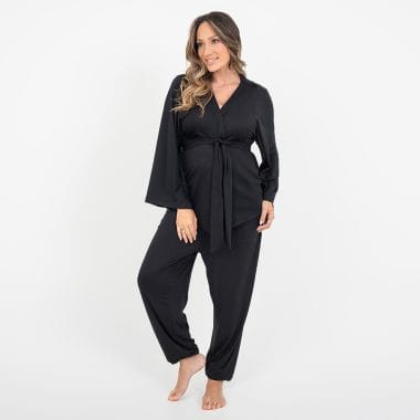 Trijunto Longo Maternidade Preto e Cappuccino