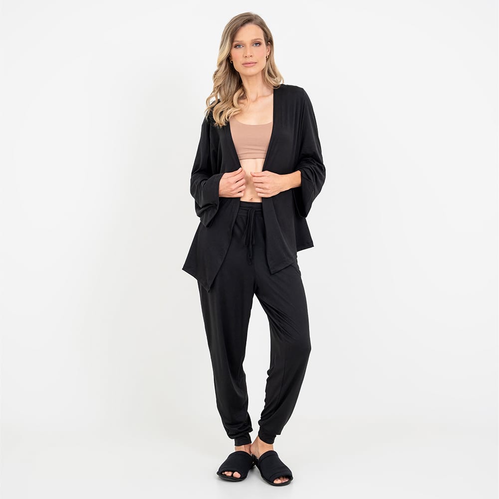 Trijunto Longo Maternidade Preto e Cappuccino