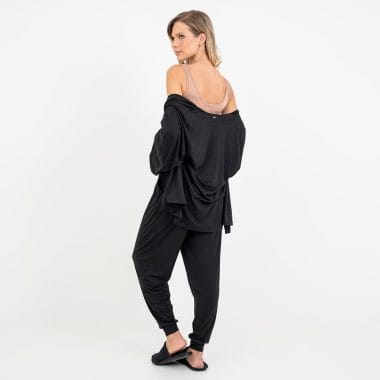 Trijunto Longo Maternidade Preto e Cappuccino