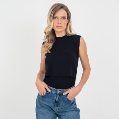 Regata Essencial Amamentação Preta