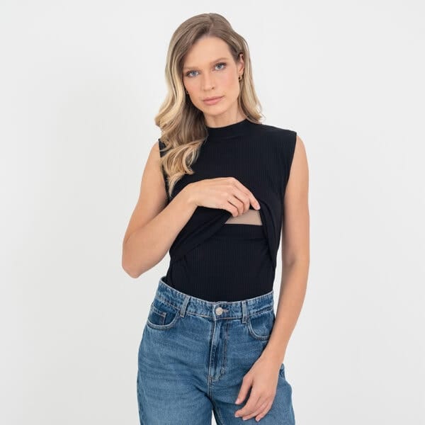 Regata Essencial Amamentação Preta