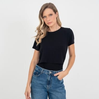 T-shirt Essencial Amamentação Preta