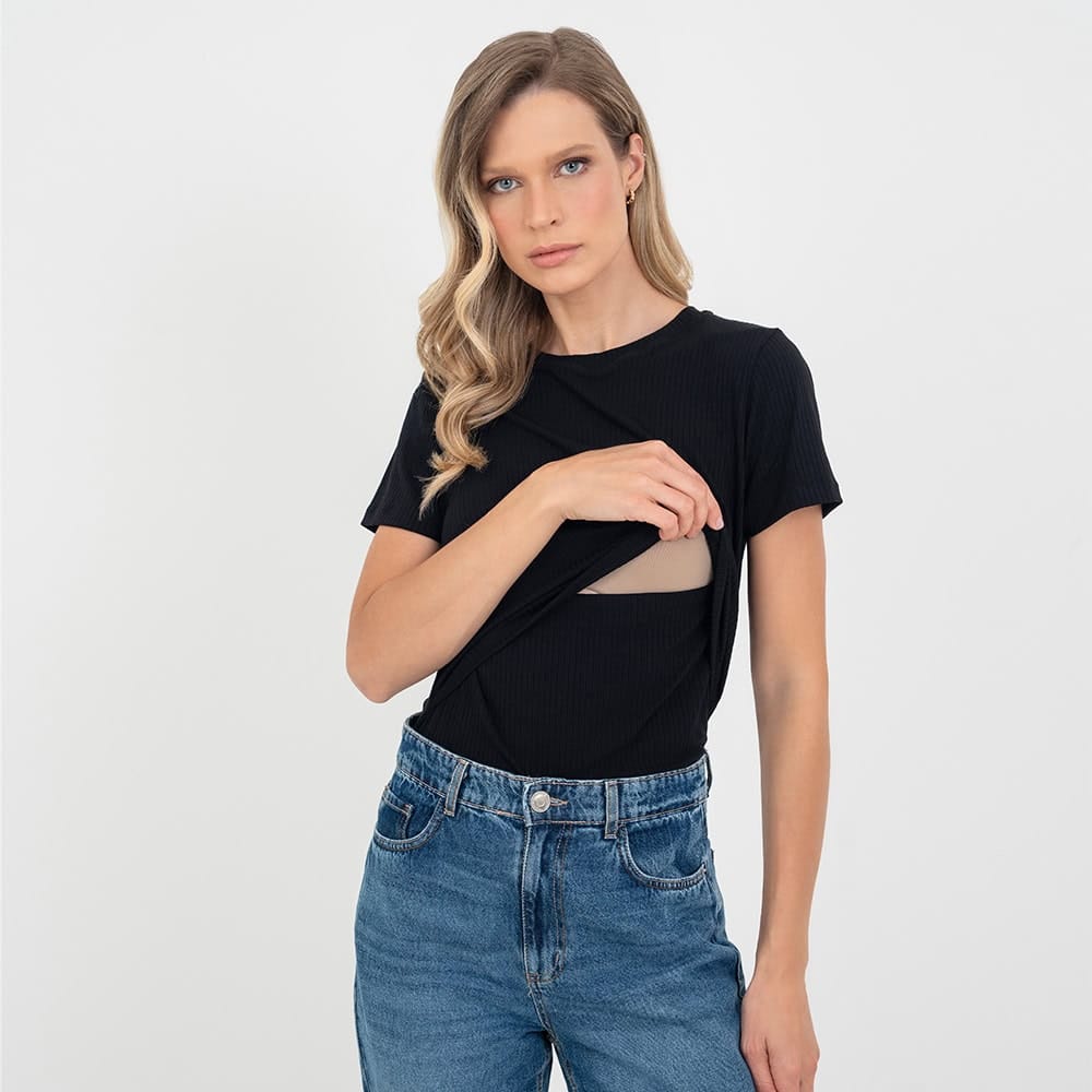 T-shirt Amamentação Preta