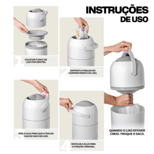 Lixeira 3 em 1 Anti-odor Branca