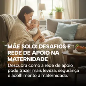Mãe solo abraçando seu bebê em um ambiente acolhedor